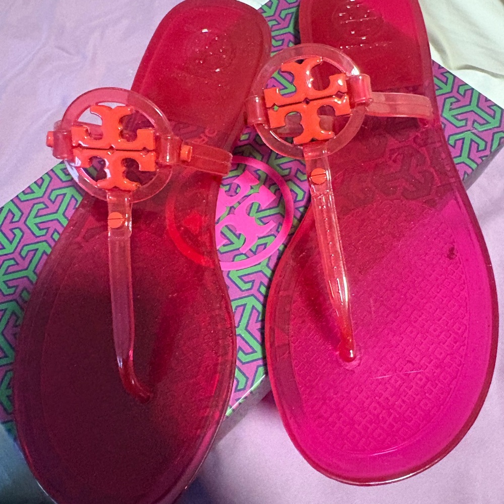 Tory Burch Vibrant Pink and Orange Sandals